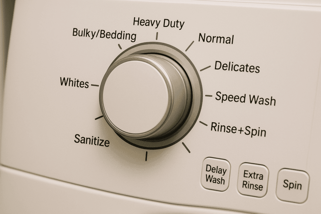 1 Close up of a washing machine dial set to the Rinse and Spin cycle 1024x683 1